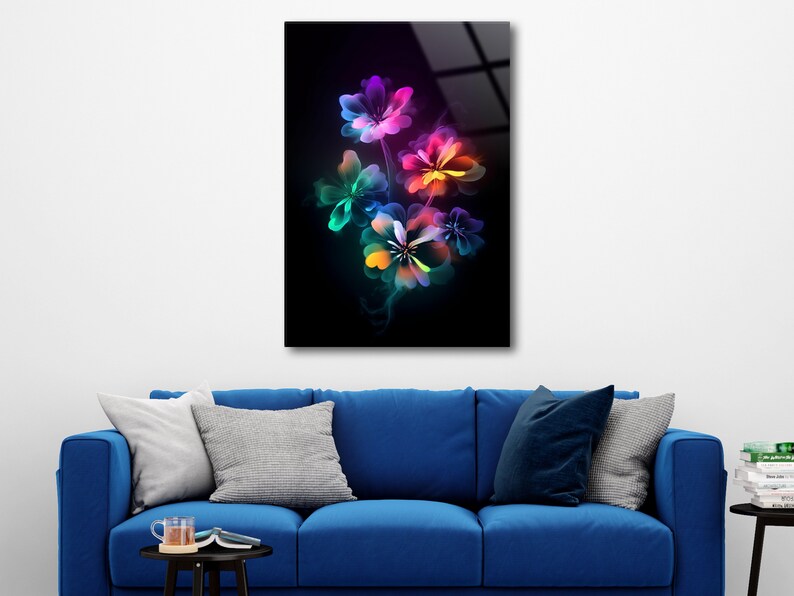 Tempered Glass Wall Art Floral Wall Decor Panoramic Wall Etsy