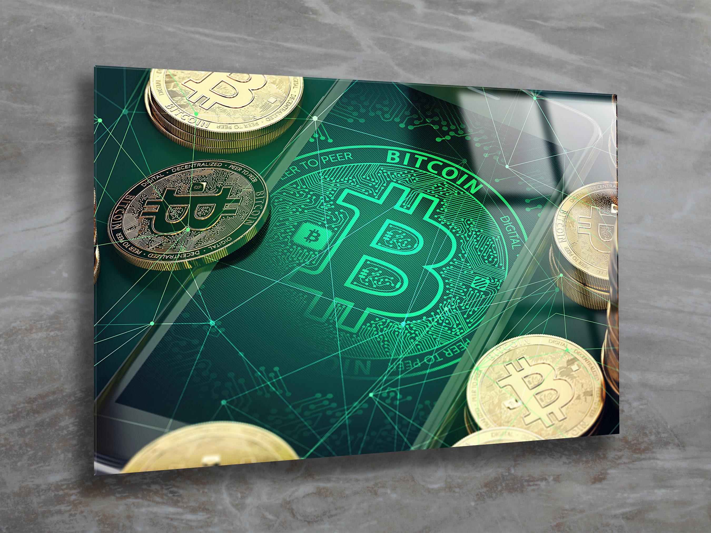 Bitcoin Tempered Glass Wall Art - Crypto Home Decor