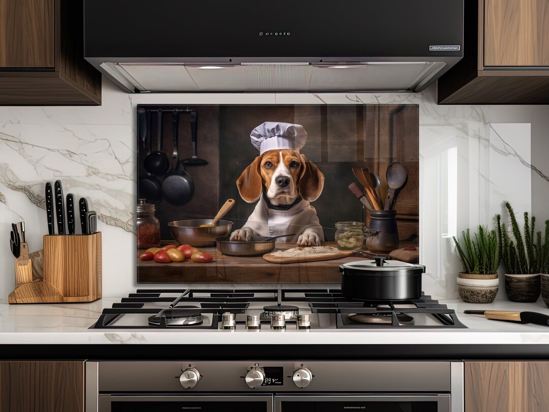 Glass Stove Top Cover Beagle Dog Kitchen Wall Decor for Gas Stove Top