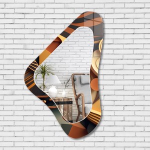 Asymmetrical Mirror, Irregular Mirror, Mirror Wall Decor on Tempered Glass, Entryway Hallway Mirror, Mirror for Bathroom, Luxury Home Decor