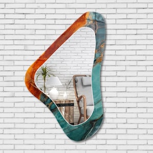 Asymmetrical Mirror, Irregular Mirror, Mirror Wall Decor on Tempered Glass, Entryway Hallway Mirror, Mirror for Bathroom, Luxury Home Decor