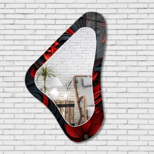 Asymmetrical Mirror, Irregular Mirror, Mirror Wall Decor on Tempered Glass, Entryway Hallway Mirror, Mirror for Bathroom, Luxury Home Decor