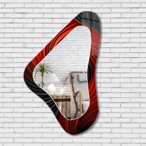 Asymmetrical Mirror, Irregular Mirror, Mirror Wall Decor on Tempered Glass, Entryway Hallway Mirror, Mirror for Bathroom, Luxury Home Decor