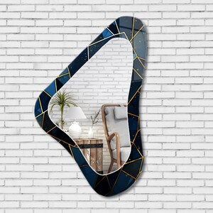 Asymmetrical Mirror, Irregular Mirror, Mirror Wall Decor on Tempered Glass, Entryway Hallway Mirror, Mirror for Bathroom, Luxury Home Decor
