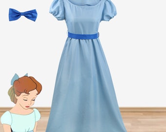 Wendy Costume Dress Peter Pan Cosplay Costume Blue Dress Anime Dress