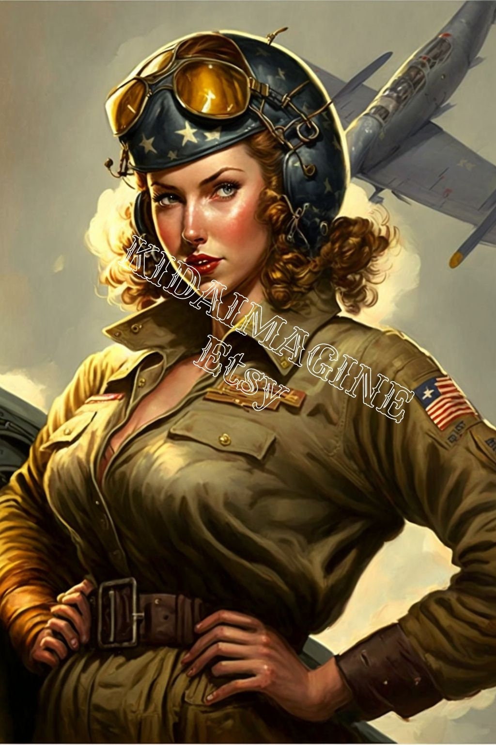 WW2 Classic Pinup Girl Midjourney AI Generated Digital Art Etsy Canada