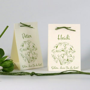 Personalisierte Tischkarten - Kartonage für Gastgeschenk - 5 Stück - Namenskarten - Platzkarten - Hochzeit - Silberhochzeit - Geburtstag