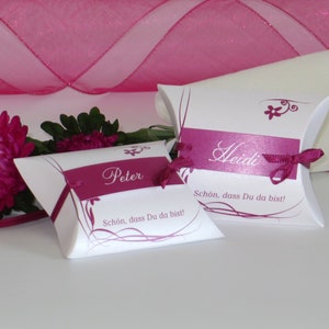 Personalisierte Gastgeschenke - Tischkarten - Kartonage für Gastgeschenk - 5 Stück - Platzkarten - Geburtstag - Blumen - Band
