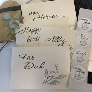 Kartenset mit 4 Doppelkarten und 4 Aufklebern - florales Design - mit Umschlägen - innen bedruckt - Glückwunschkarten
