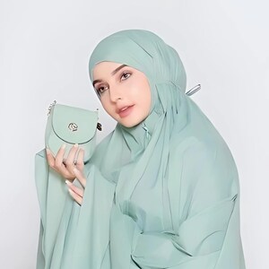 Nueva oración islámica portátil Mukena 2 en 1 para adultos, regalo premium para ella, mujeres musulmanas, vestido de viaje con hijab, ropa Gamis