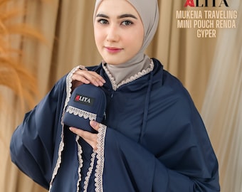 2in1 Portable Mukena: Korean Parachute Travel Prayer Set with Lace