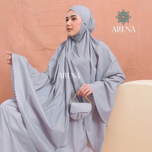 Mukena portátil 2 en 1 para oración islámica para adultos, regalo premium para ella, mujeres musulmanas, vestido con hijab, Umrah Hajj, ropa Gamis Mini