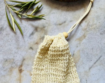 Sisal Exfoliating Bag to gently massage and exfoliate the skin. Natural, biodegradable and plastic free. zero waste