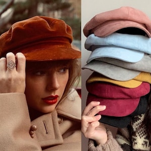 3 Colors Newsboy Cap Octagonal Berets- Red Hats Inspired by Taylor Swift&#39;s Red Era