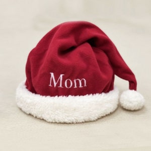 Personalized Santa Claus Hat - Custom Name Embroidery or Heat Transfer Print | Christmas Festive Headwear