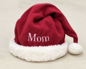 Personalized Santa Claus Hat - Custom Name Embroidery or Heat Transfer Print | Christmas Festive Headwear