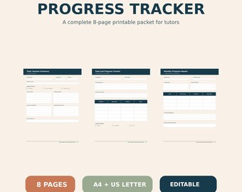 Editable Tutor Session Notes & Progress Tracker, Parent Update Forms (Digital Download)