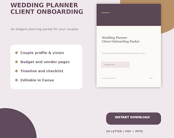 Editable Wedding Planner Client Onboarding Packet, Bridal Welcome Guide (PDF + PPTX)