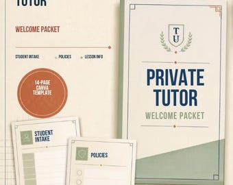 Mall för välkomstpaket för privatlärare | Redigerbara Canva-blanketter för studentintag och policyer