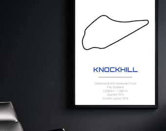Knockhill Racing Circuit Print – Modern Track Poster – Motorsport Wall Art