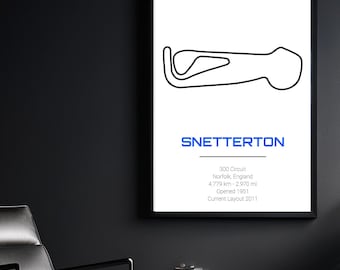 Snetterton 300 Racing Circuit Print – Modern Track Poster – Motorsport Wall Art