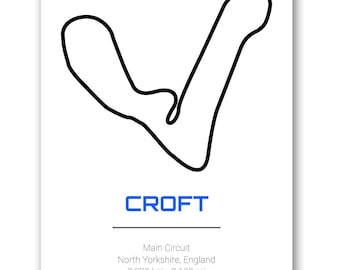 Croft Racing Circuit Print – Modern Track Poster – Motorsport Wall Art