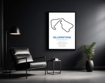Silverstone Grand Prix Circuit Print – Modern F1 Track Poster – Motorsport Wall Art