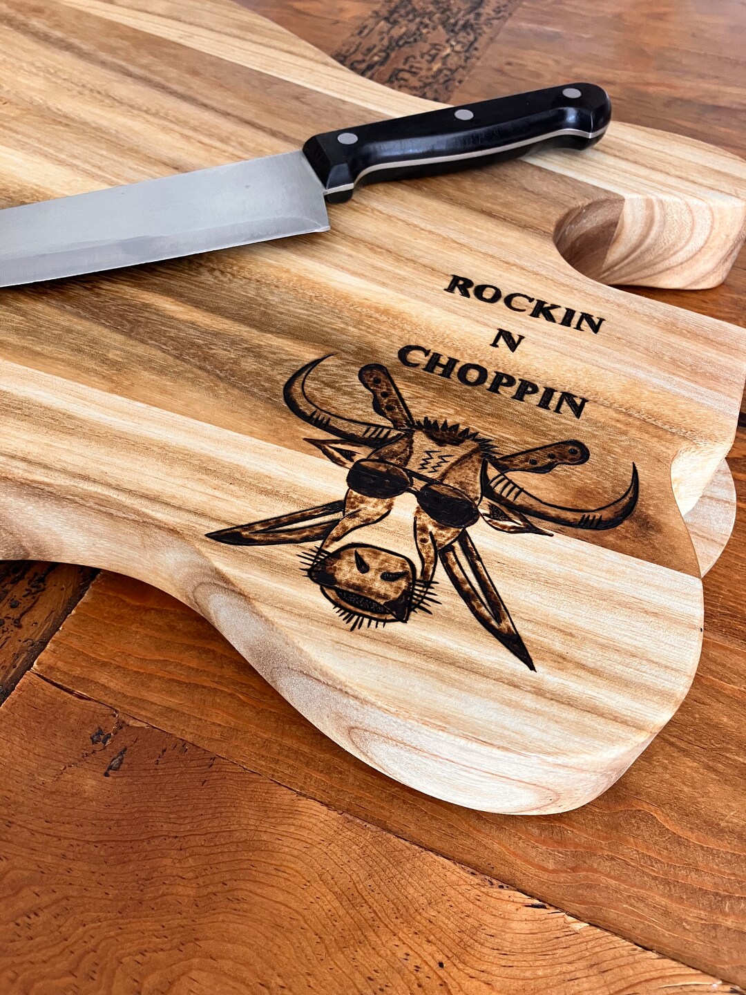 Chopping Board Guitar Body Cutting Board Pyrography Music Meat Lover ...