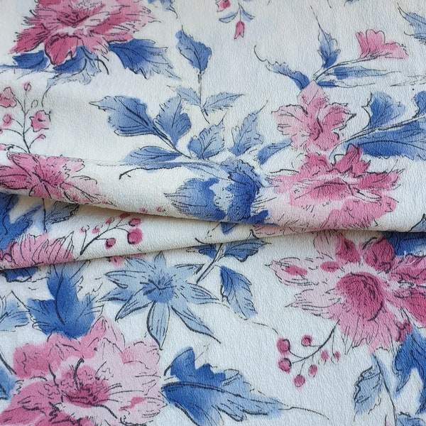 Kimono Seide, Krepp Seidenstoff, Vintage japanischer Seidenstoff, Blumen, Nähen, Upcycling