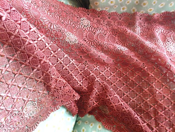 Vintage crocheted Silk  Lace Shawl, hand dyed Bat… - image 4
