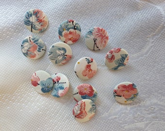 Kimono silk fabric buttons, handmade fabric buttons, flower buttons