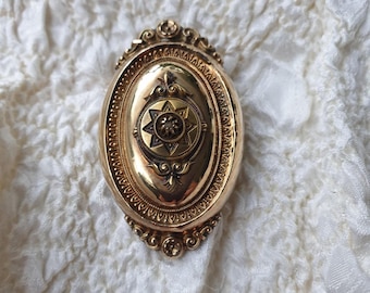 Biedermeier gold brooch, pendant, medallion, victorian pendant