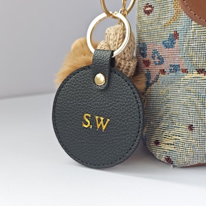 Porte-clés rond personnalisé, porte-clés personnalisé, porte-clés avec initiales, porte-clés monogramme, porte-clés en cuir, cadeau de fête des pères