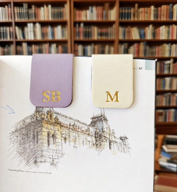 Personalized Magnetic Bookmark: Faux Leather Reader Gift