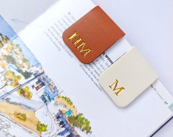 Personalized Magnetic Bookmark: Faux Leather Book Lover Gift