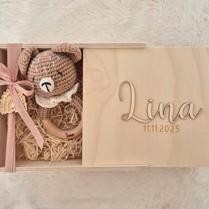 Caja de recuerdos para nacimiento o bautizo | Regalo personalizado | Nombre y fecha | Caja grande de madera | Caja de madera | Personalizada