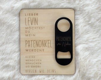 Padrinho | Padrinho/Madrinha | Ideia de presente | Pergunta | Placa de madeira personalizada com abridor de garrafas | Consulta sobre padrinho/madrinha | Batizado