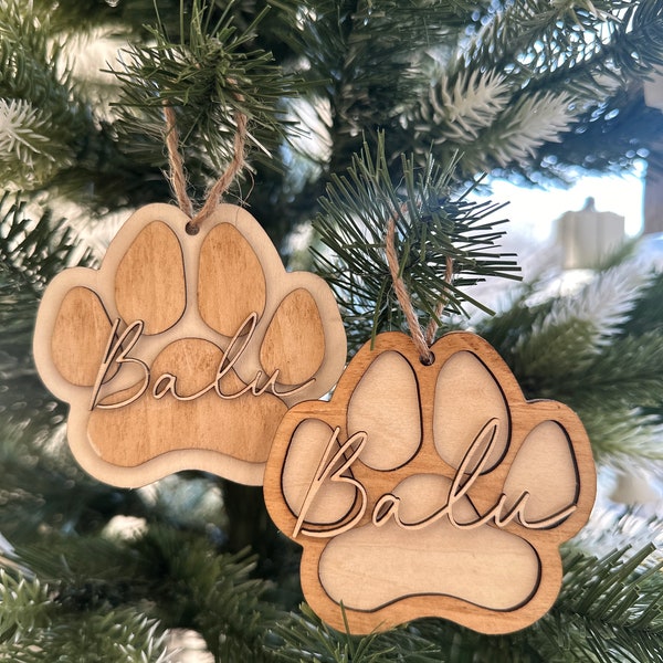 Personalized Paw | Christmas tree decorations with names - dogs | Christmas present | Christmas tree decorations