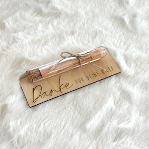 Obrigado | Presente em dinheiro | Tubo de ensaio | Ideia para presente | Placa de madeira personalizada | Obrigado pela sua ajuda | Adeus | Ajudante