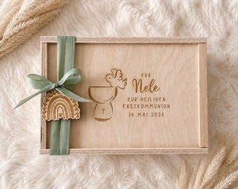 Kommunion Geschenk | Personalisierte Holzbox mit Gravur | Geldgeschenk zur Erstkommunion | Erinnerungsbox | Geschenkidee | Name