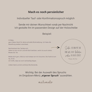 Puede incluir: Un fondo beige con texto en alem&aacute;n, incluyendo las palabras "Mach es noch pers&ouml;nlicher" y "Beispiel." Un dise&ntilde;o circular presenta escritura y las palabras "Siehe ICH BIN MIT DIR UND WILL DICH beh&uuml;ten, wohin DU AUCH ZIEHST."