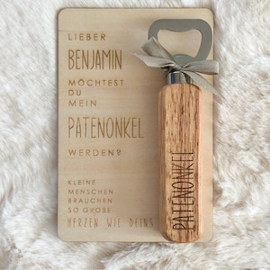 padrino | Padrino | Idea regalo | Domanda | Targa in legno personalizzata con apribottiglie | Richiesta del Padrino | Battesimo