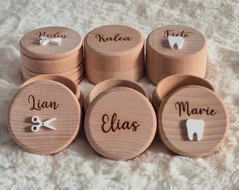 Gepersonaliseerd houten tandendoosje met naam | Doosje voor melktanden of haarlokjes | Kraamcadeau | Doopcadeau | Babyherinnering
