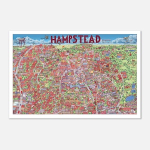 Grande illustrazione artistica di Hampstead su carta per belle arti (60 x 90 cm)