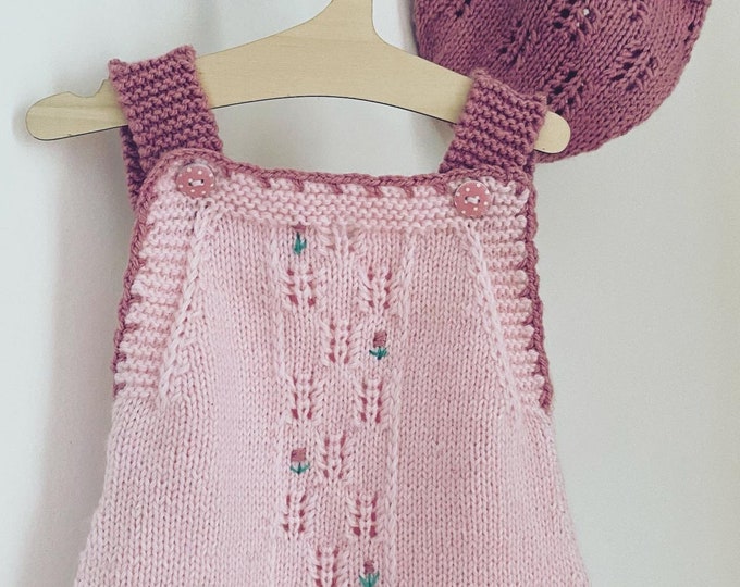 Hand Knitted Romper Set | Hand Knitted Romper | Hand Knitted Bonnet | Hand Knitted Baby Clothes | Summer Romper | Baby Girl | Baby Gift