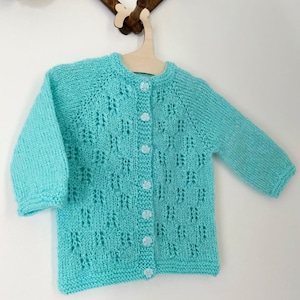 Mint Green Lacework Knit Baby Cardigan (3-6 Months)