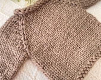 Hand Knitted Chunky Baby Sweater | Driftwood Beige Newborn Knit | Gender Neutral Clothing