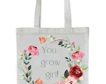 Thoughtful Tote Bag, Reusable Shopping Bag, Reusable Grocery Bag, Beach Bag, Pool Bag, Thoughtful Gift, Gift For Flower Lover, Book Bag
