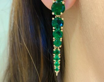 Emerald Abundance Earring with Swarovski Emerald in Brass Metal Gift for Her