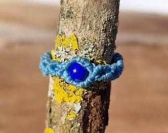 Lapis lazuli macramé ring